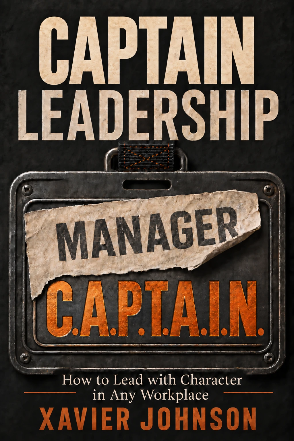 CAPTAIN Leadership: How to Lead with Character in Any Workplace, by Xavier Johnson. A torn Manager label reveals C.A.P.T.A.I.N.